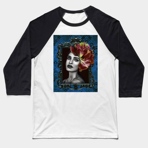 Deep Red Ladies Fine Art HomeDecor Wall Art Digital Prints Artwork Illustration Fine Baseball T-Shirt by Relaxing Art Shop